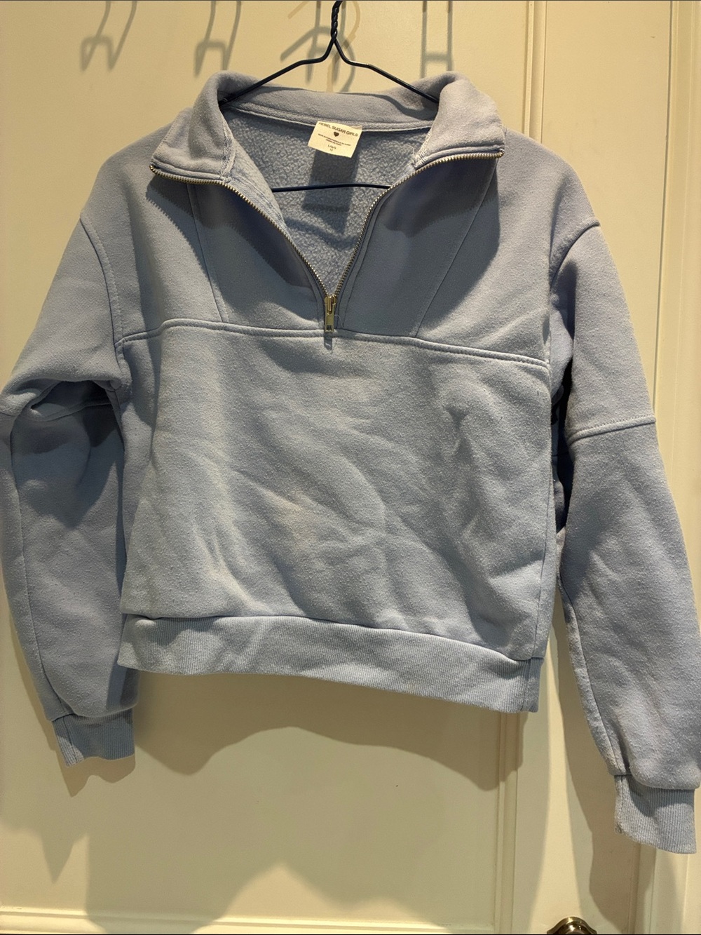 Rebel Sugar Light Blue Quarter-Zip Fleece Pullover**will fit adult xsmall